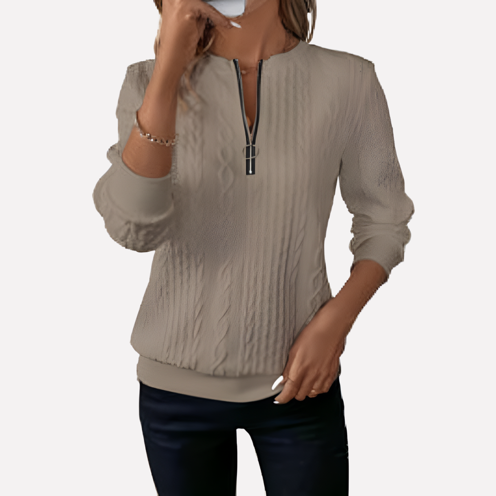 Cozy Women's Zip Front Knit Sweater