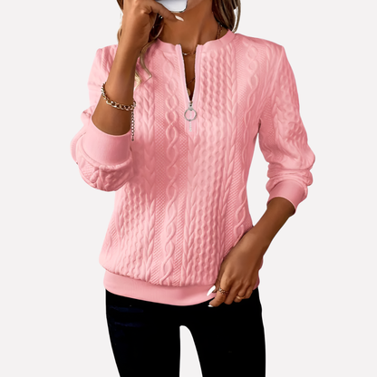 Cozy Women's Zip Front Knit Sweater