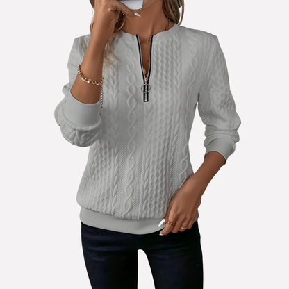 Cozy Women's Zip Front Knit Sweater