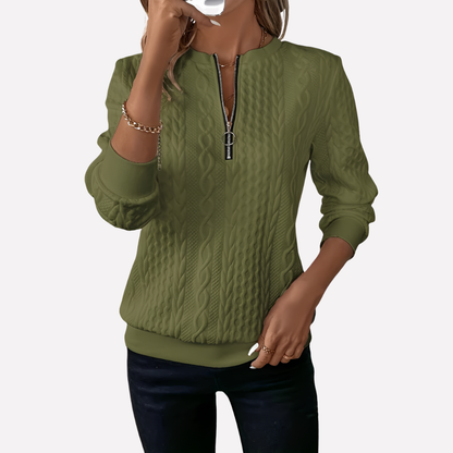 Cozy Women's Zip Front Knit Sweater
