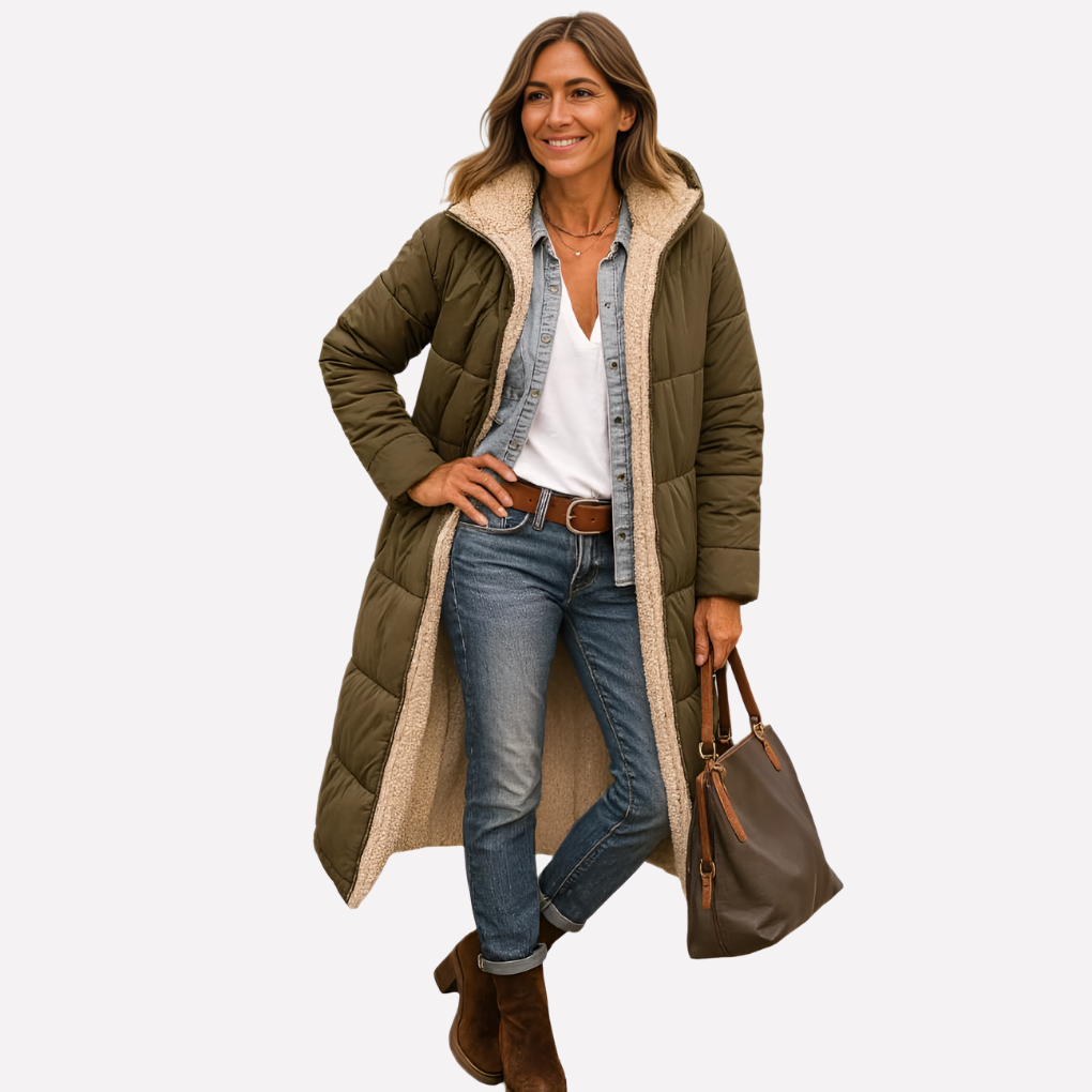 Warm Waterproof Parka with Hood and Insulated Lining