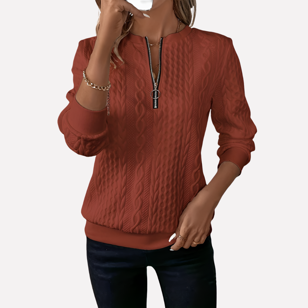 Cozy Women's Zip Front Knit Sweater