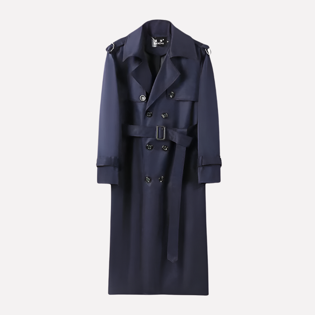 Long Waterproof Mens Belted Trench Coat