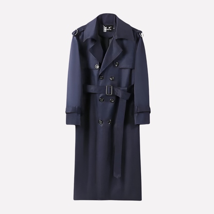 Long Waterproof Mens Belted Trench Coat