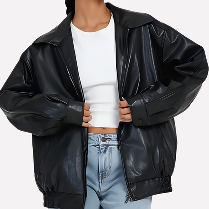Ladies Large Fitted Bomber Coat - Olytrend
