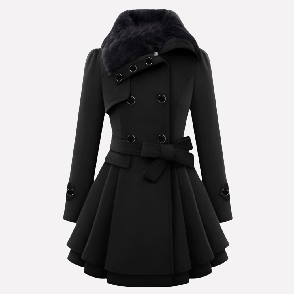 Ladies Warm Parka Jacket with Buckle and Tie