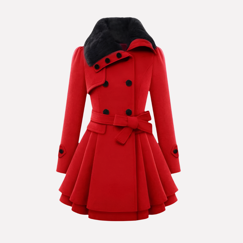 Ladies Warm Parka Jacket with Buckle and Tie