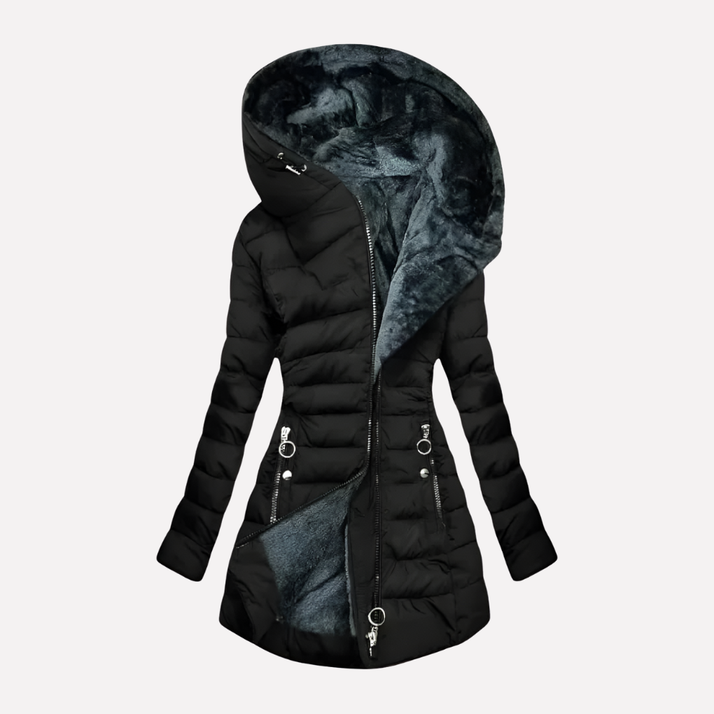 Ladies Warm Parka Jacket with Hood and Zip