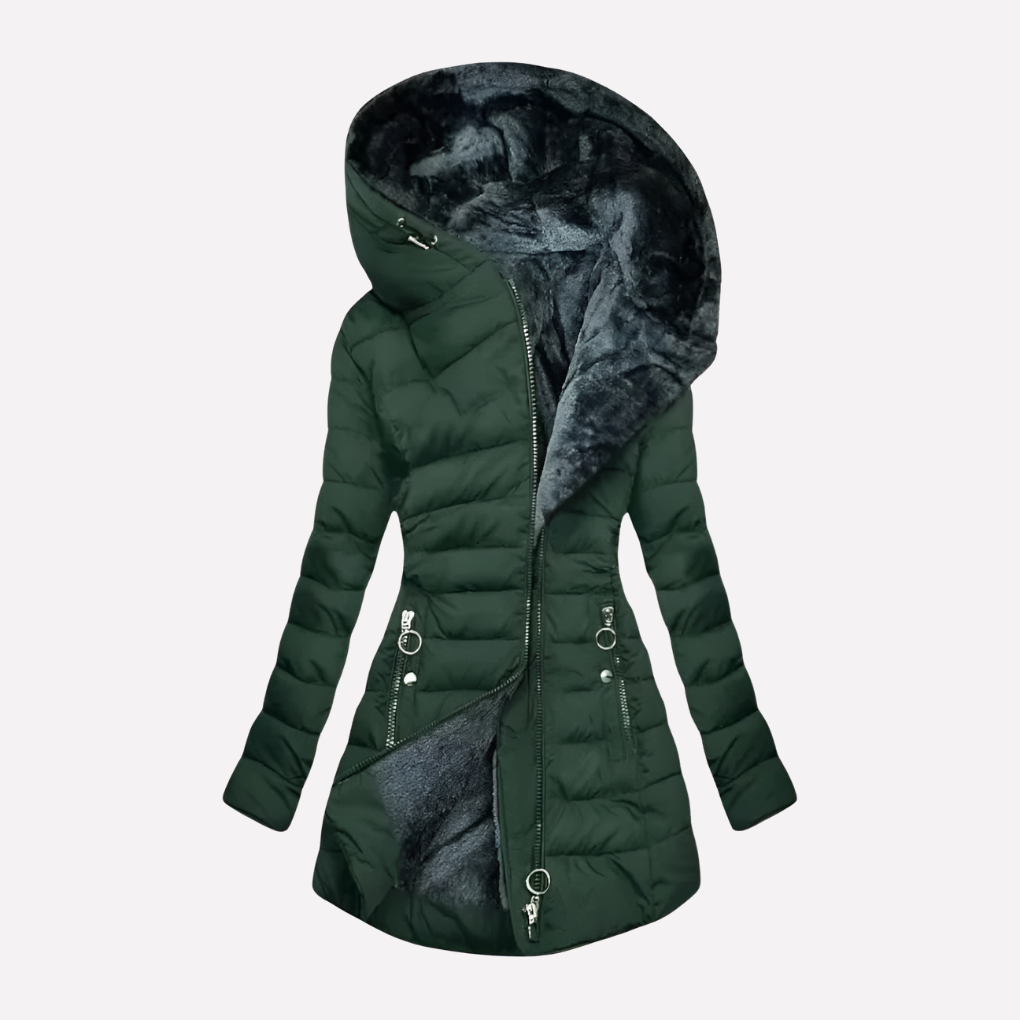 Ladies Warm Parka Jacket with Hood and Zip