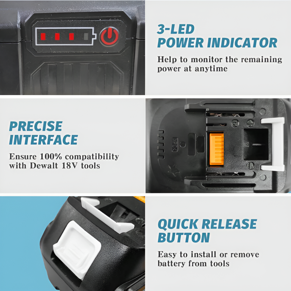 2 Pack 18V 8Ah Lithium Replacement Battery Kit