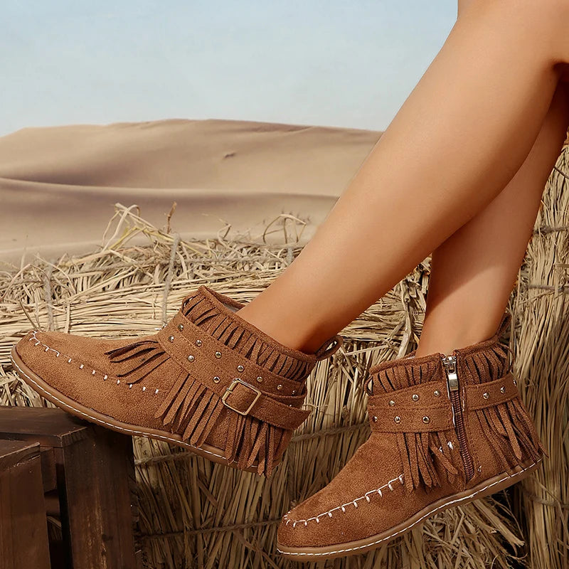 Fashionable Ankle Boots for Women - Elegant Buckle Detail