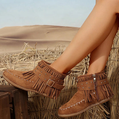 Fashionable Ankle Boots for Women - Elegant Buckle Detail