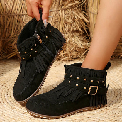 Fashionable Ankle Boots for Women - Elegant Buckle Detail
