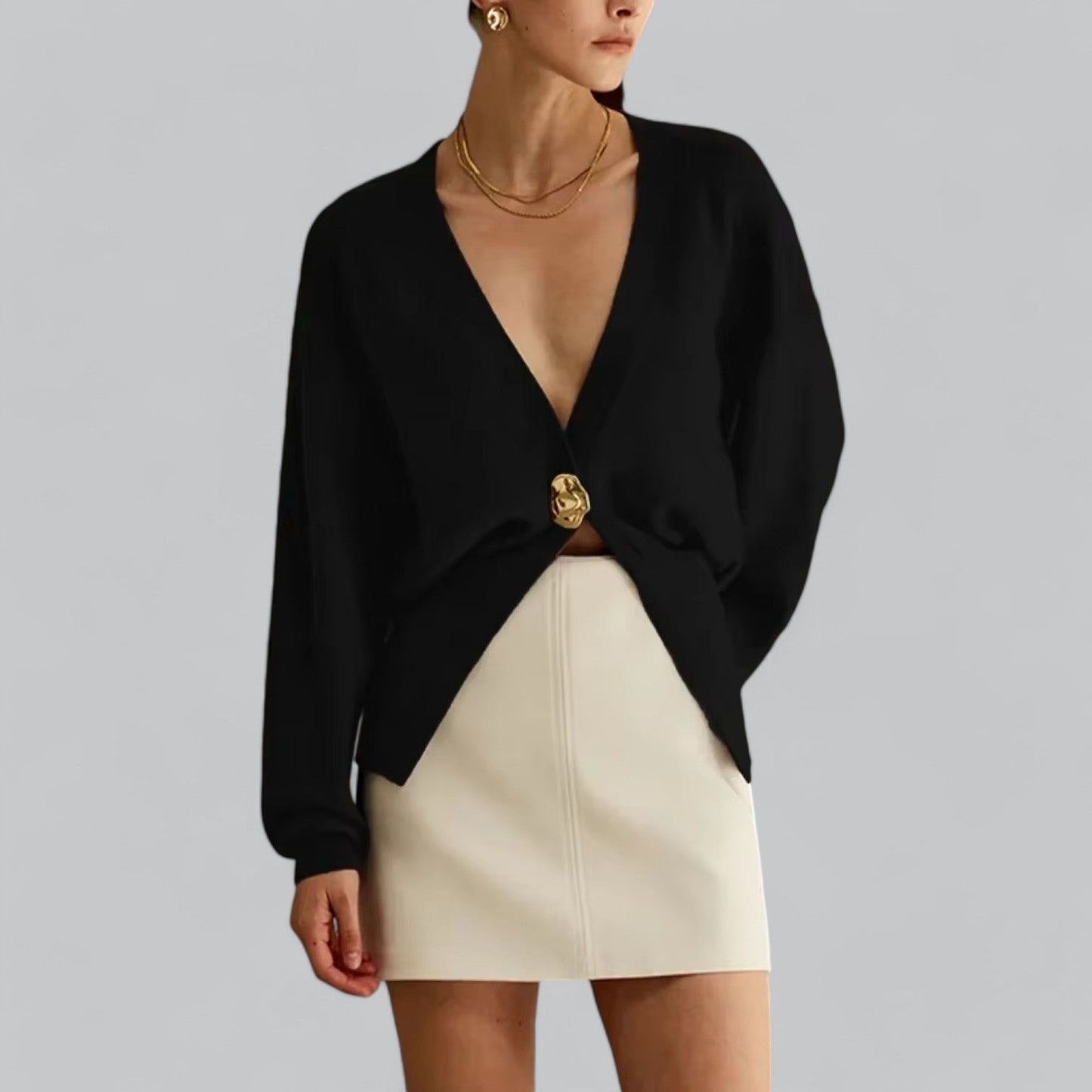 Classic Open Front Women's Cardigan Sweater - Nocini