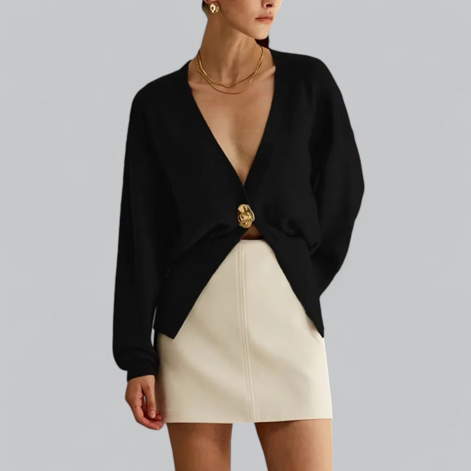 Classic Open Front Women's Cardigan Sweater - Nocini