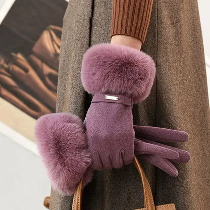 Warm Fitted Gloves with Metal Accent Cuff - Nocini