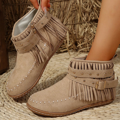 Elegant Buckle Ankle Boots for Women - Classic Comfort Shoes - Nocini