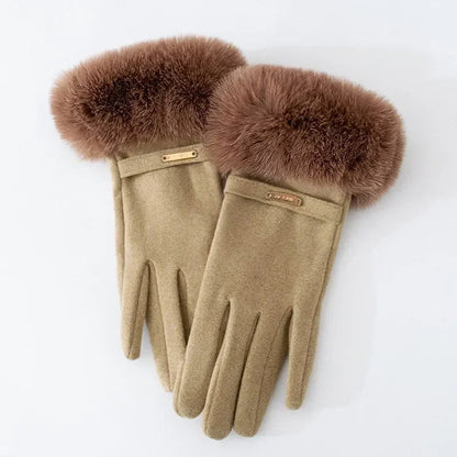 Warm Fitted Gloves with Metal Accent Cuff