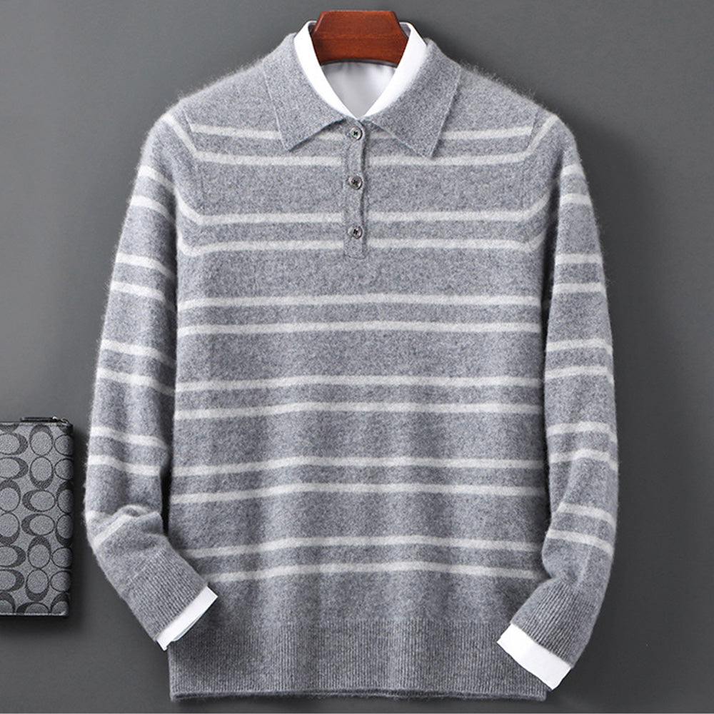Casual Fit Striped Polo Sweater