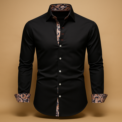 Men’s classic long sleeve button-down shirt with modern design, ideal for formal events, casual dinners, and everyday wear.