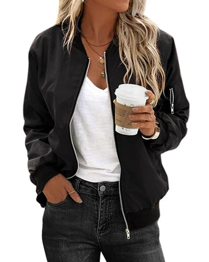 Timeless Womens Leather Bomber Jacket