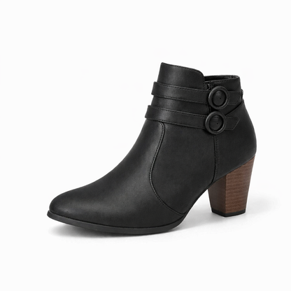 Classic Buckle High Heel Ankle Boots