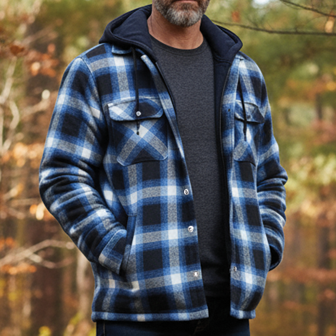 Plaid Hooded Parka Coat
