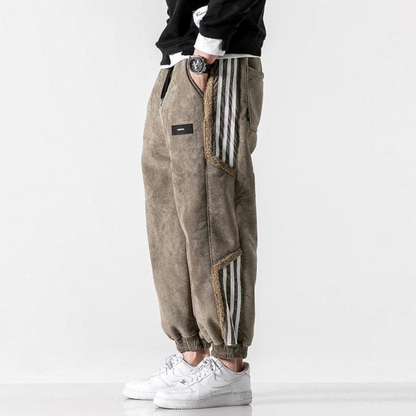 Men's Warm Fleece Lined Stripe Joggers