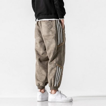 Men's Warm Fleece Lined Stripe Joggers - Nocini