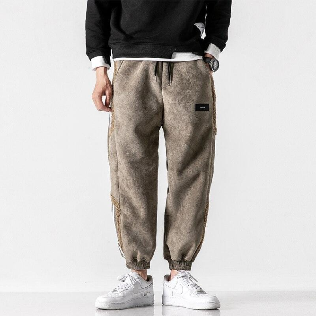 Men's Warm Fleece Lined Stripe Joggers