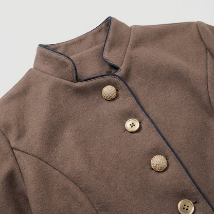 Fitted Blazer with Notch Collar and Two Tone Detail