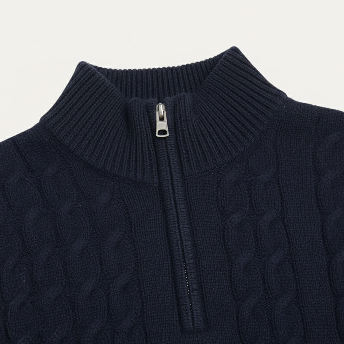 Classic Cable Knit Zip Sweater for Men