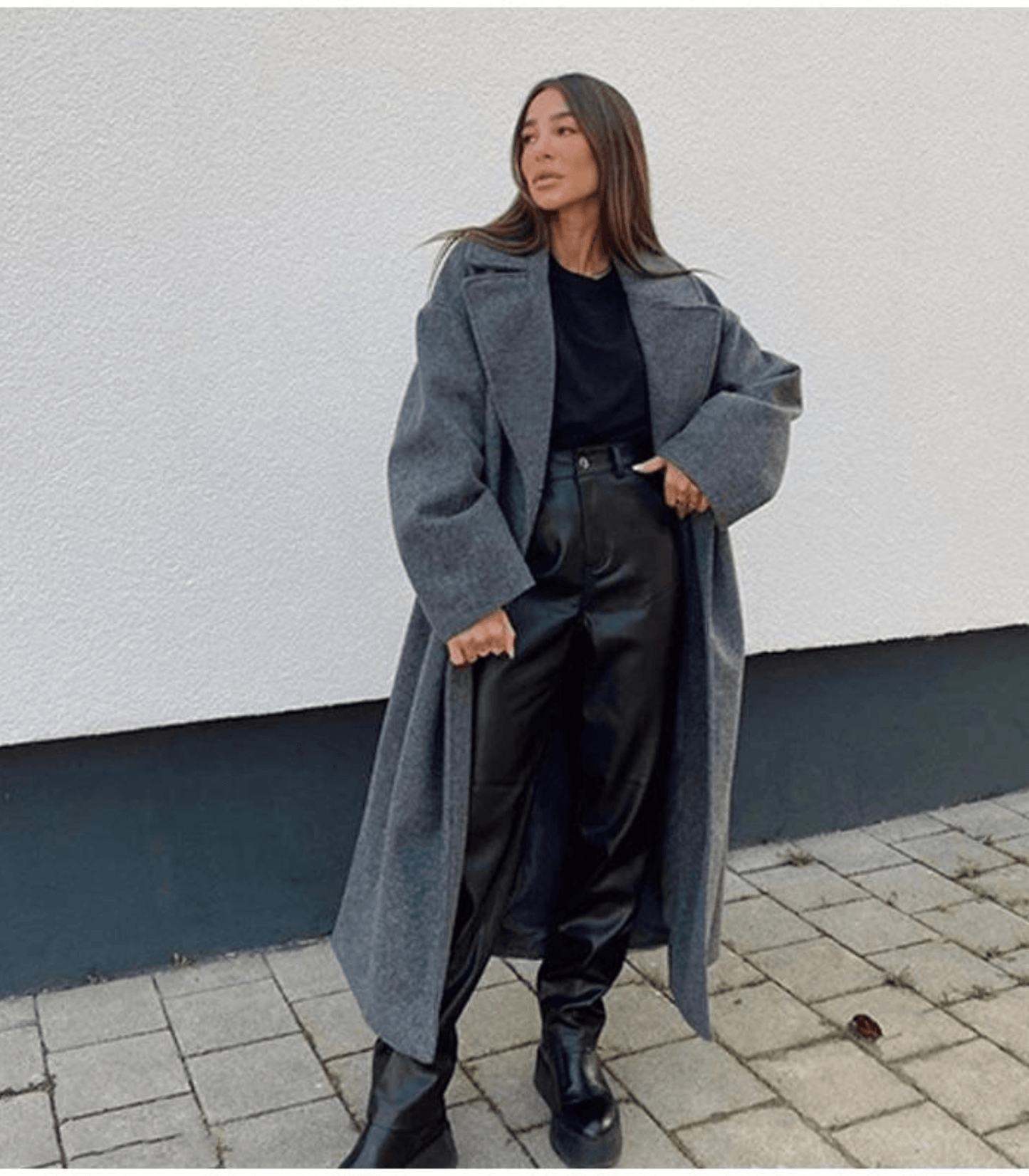 Ladies Classic Oversized Double Breasted Coat