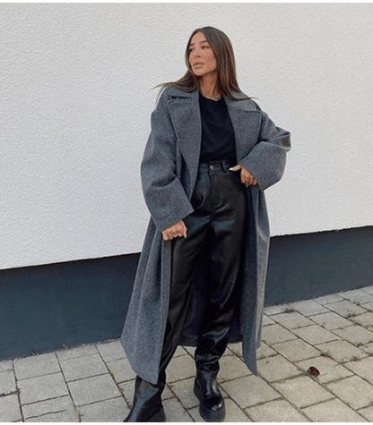Ladies Classic Oversized Double Breasted Coat