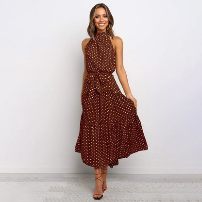 Casual Summer Halter Dress with Polka Dots