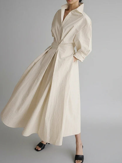Flared Neckline Knee Length Dress for Ladies - Olytrend