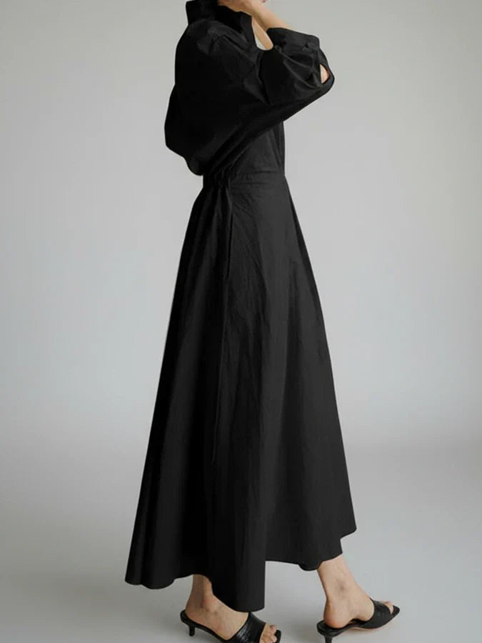 Flared Neckline Knee Length Dress for Ladies