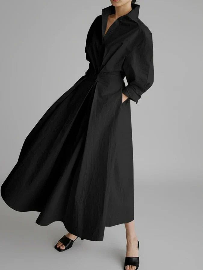 Flared Neckline Knee Length Dress for Ladies
