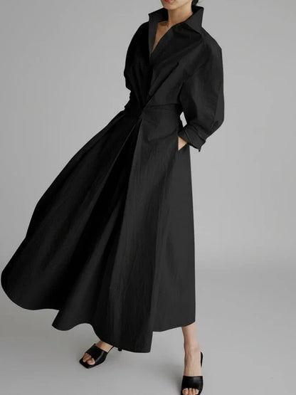 Flared Neckline Knee Length Dress for Ladies