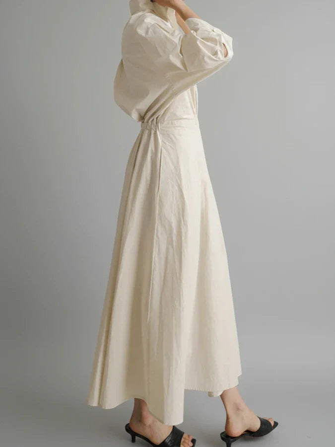 Flared Neckline Knee Length Dress for Ladies