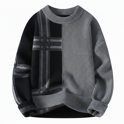 Classic Plaid Crew Neck Sweater for Men - Olytrend