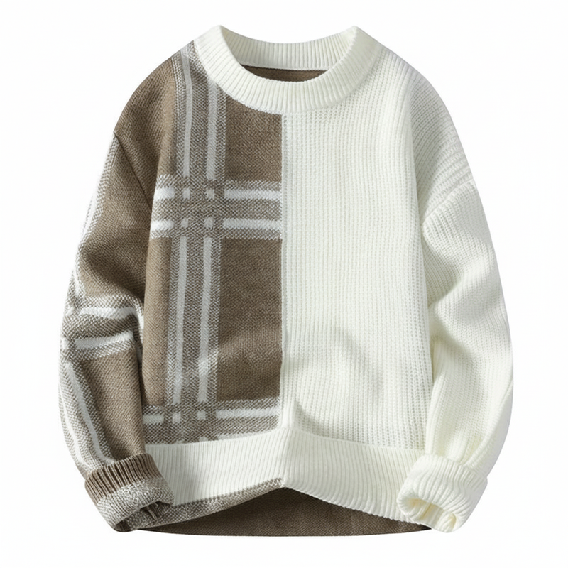 Classic Plaid Crew Neck Sweater for Men