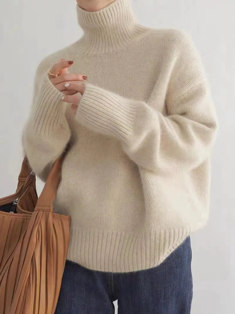 Classic Feminine Roll Neck Sweater
