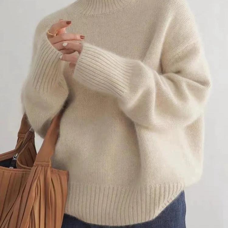 Women's Crew Neck Long Sleeve Ribbed Sweater - Nocini