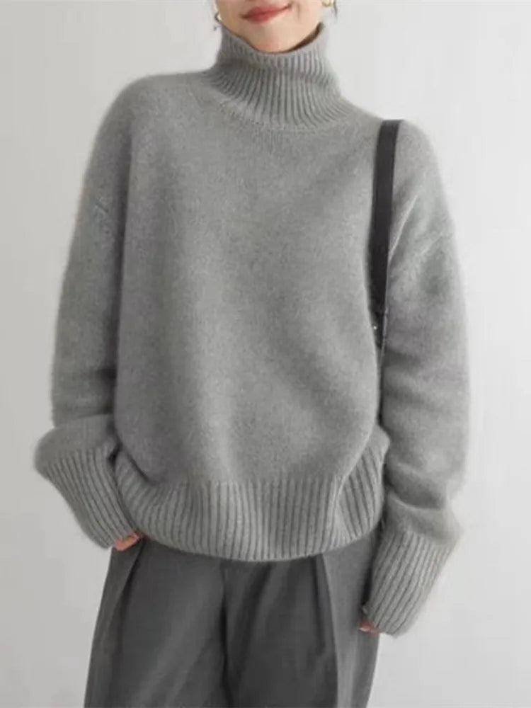 Classic Feminine Roll Neck Sweater