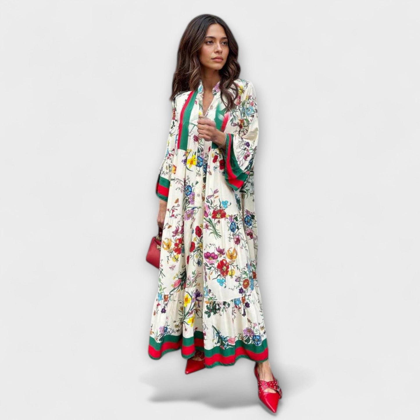 Elegant Long Floral Evening Gown