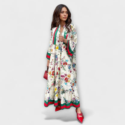 Elegant Long Floral Evening Gown
