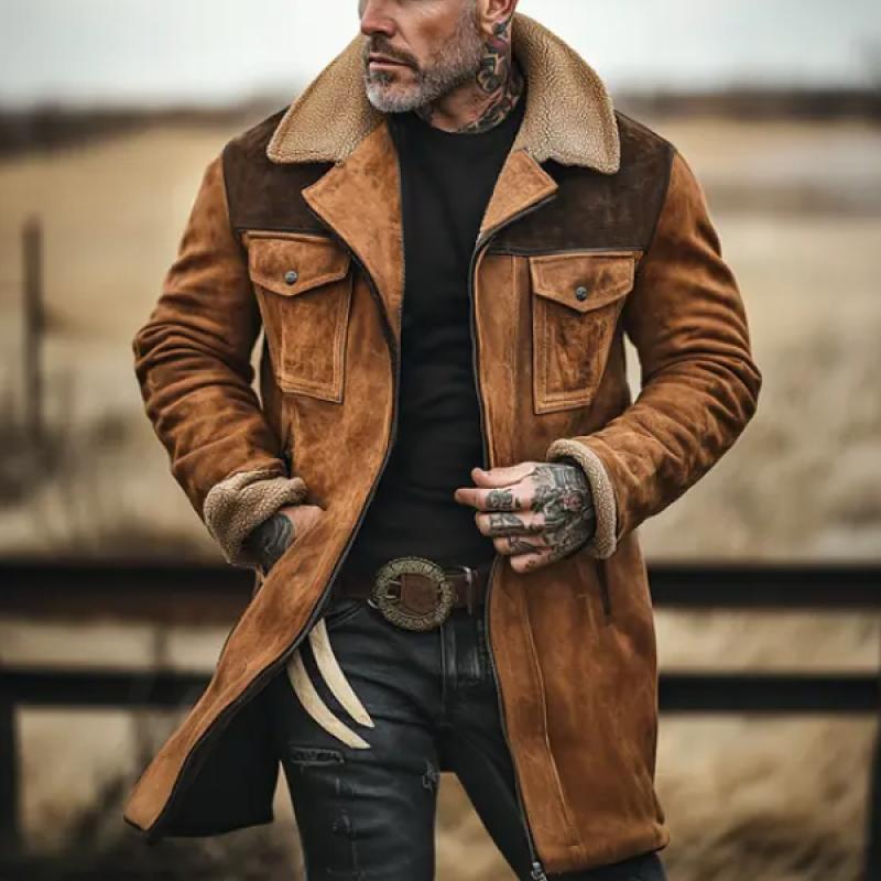 Insulated Mens Leather Coat with Warm Lining - Nocini