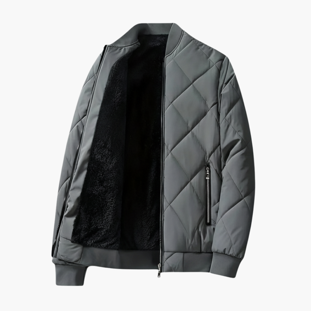 Warm Insulated Mens Jacket with Fleece and Zip Pockets - Olytrend