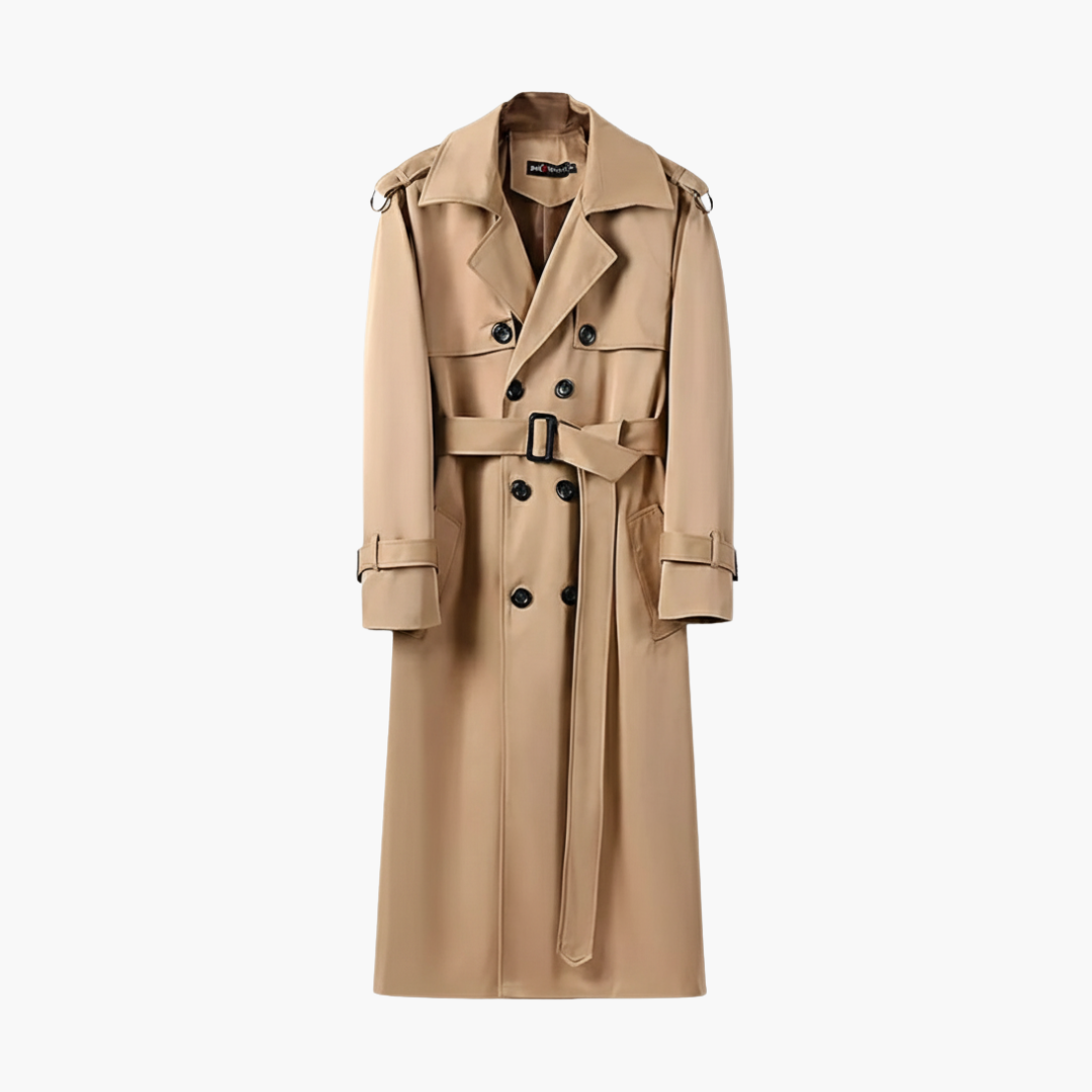 Waterproof Long Belted Mens Trench Coat - Olytrend
